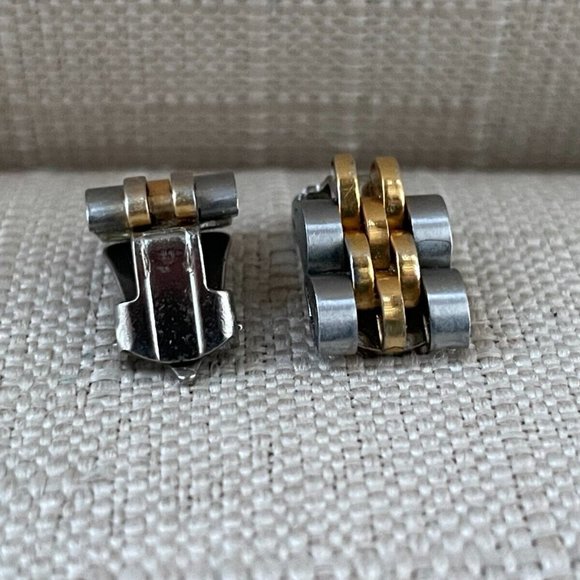 Women Vintage Earrings silver/Gold Tone Band Link Stud Fashion Ear Jewelry - Picture 3 of 8